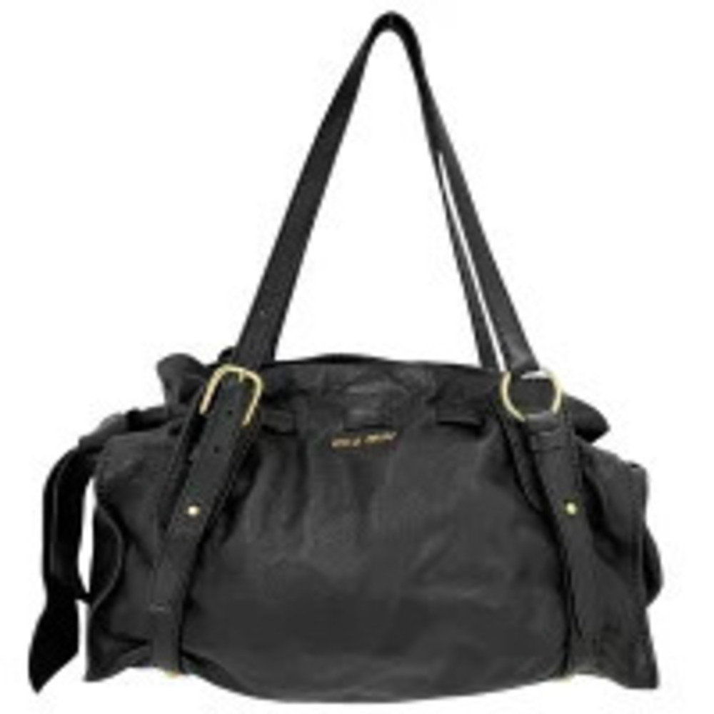 Miu Miu Side Miu Leather Shoulder Bag Black